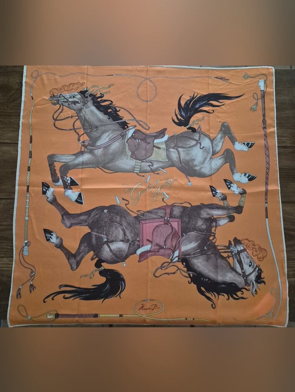 HERMÈS Carré 90 Silk Scarf Grand Galop Orange